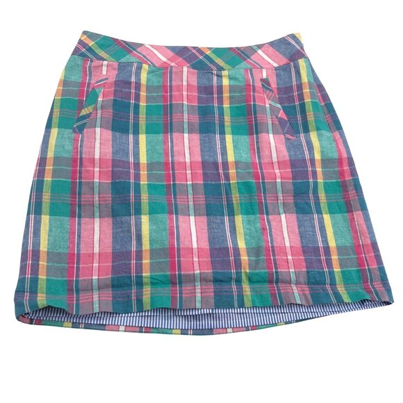 Talbots Womens Plaid Skirt Size 2 Linen & Cotton Blend Multicolor - Picture 1 of 5